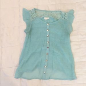 Light turquoise sheer shirt